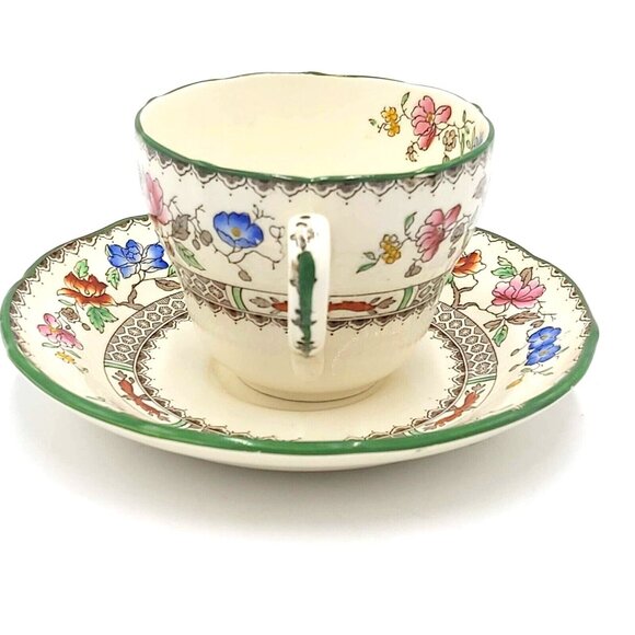 Set of 4 Spode Copeland "Chinese Rose" Teacups & Saucers Vtg England - Picture 15 of 16